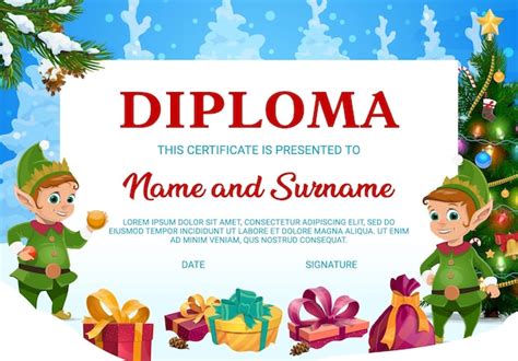 Certificado De Regalo De Navidad Con Diploma Para Ni Os Con Duendes