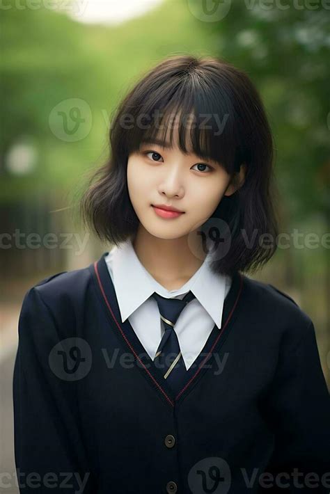 Beautiful Asian School Girl With Delicate Face Ai Generative 31585578