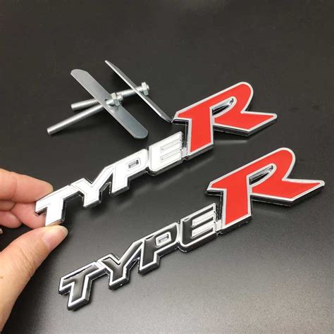 3D Metal Type R Typer Logo Front Grille Emblem Trunk Rear Stickers