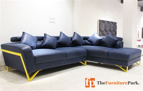 Galaxy Blue L Shape Sofa - The Furniture Park