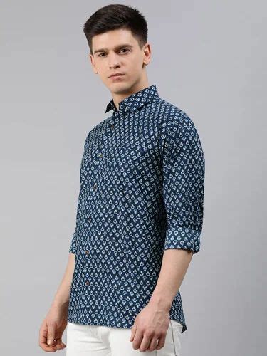 Navy Blue Cotton Full Sleeves Shirts For Men Mmf023 At Rs 1087 Men