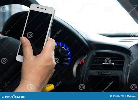 Using Smart Phone while Car Driving.safety Car Concept Stock Photo ...