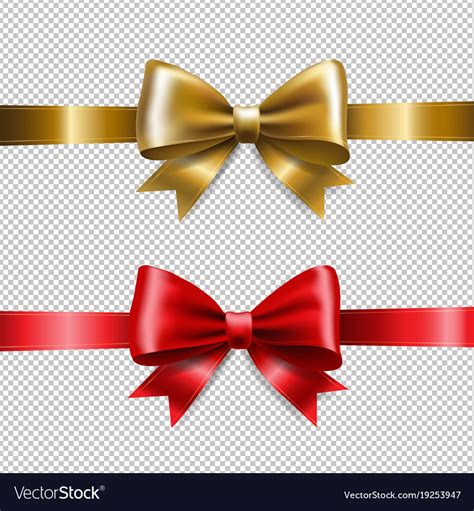 Golden and red ribbon bows Royalty Free Vector Image