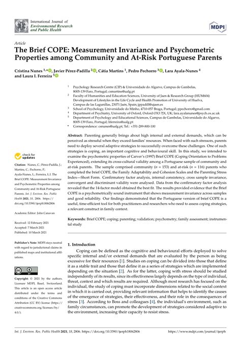 PDF The Brief COPE Measurement Invariance And Psychometric