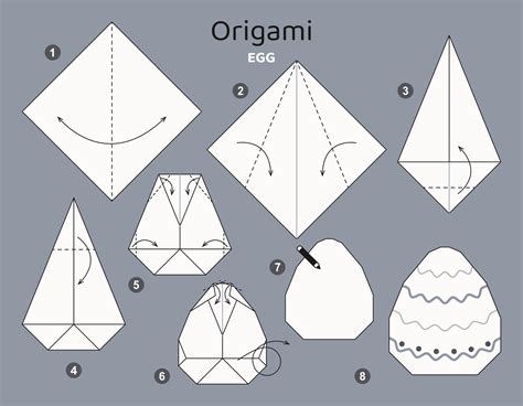 Easter egg origami scheme tutorial moving model. Origami for kids. Step ...