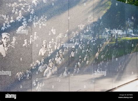 Korean War Memorial Soldier Faces On Wall Washington Dc Usa Stock