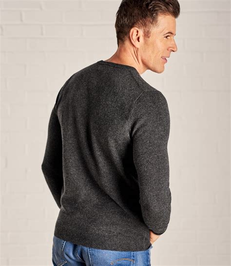 Dark Charcoal Cashmere Merino Mens Cashmere And Merino Crew