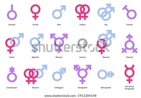 Set Gender Symbols Man Woman Gay Stock Vector Royalty Free 1912284148