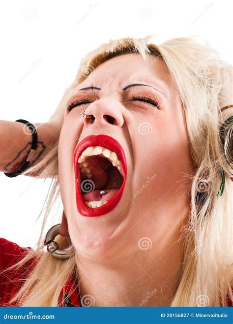 Screaming Girl Stock Image Image Of Blonde Crazy Head