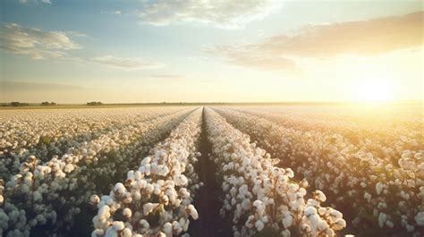 Premium Photo | Cotton field at sunset