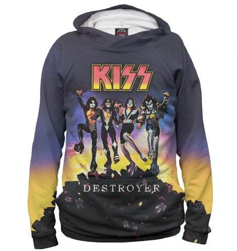 Толстовки худи с фото принтами| KISS| Заказать | Black sweatshirt ...