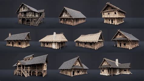 3d Model Enterable Medieval Slavic House Cottage Cabin Hut Village Pack