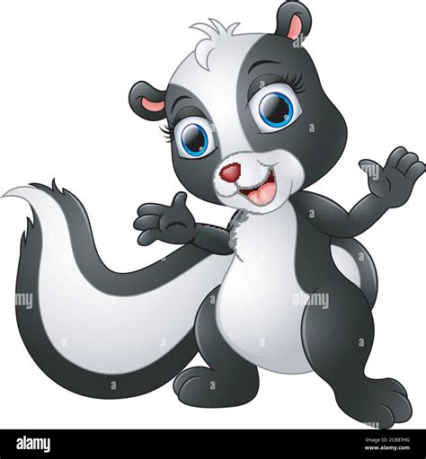 Cute Skunk Cartoon Waving Hand Stock Vector Image Art Alamy