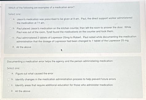 Solved Which of the following are examples of a medication | Chegg.com 