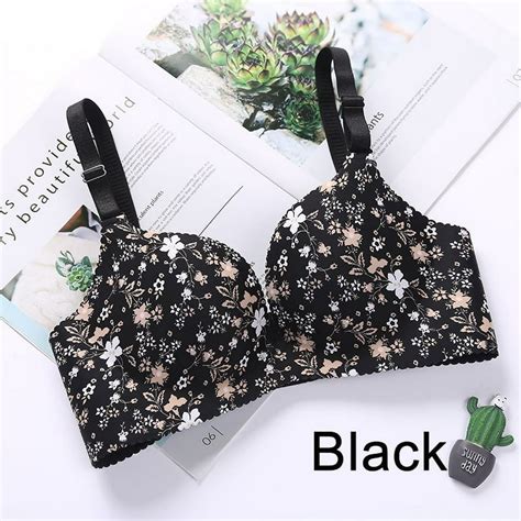 KEINXS Floral Push Up Seamless Bra Sexy Lingerie Flower Print Gathered Bras One Piece Underwear