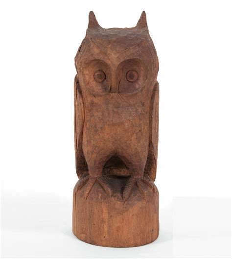 CARVED OWL BY HENRY WINTER, SETAUKET, NEW YORK, circa 1920-1930's