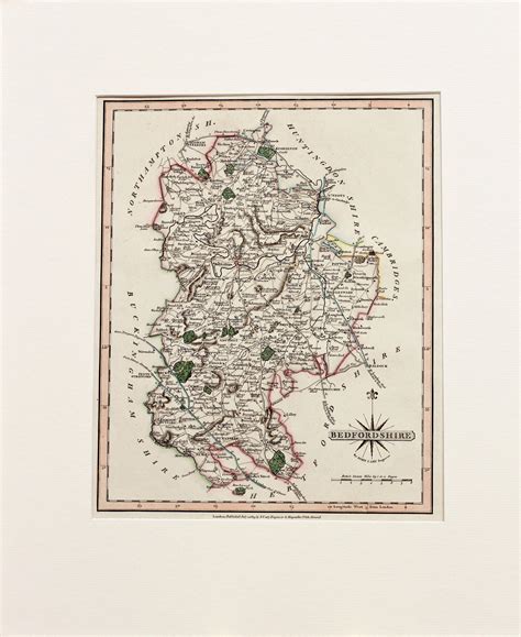 Bedfordshire - Antique Map by J Cary, circa 1809 – The Witch Ball