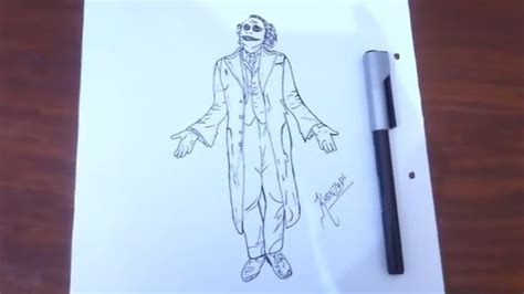 How To Draw Joker Full Body Sketch With Black Maker Joker Stencil Art 2020 Youtube