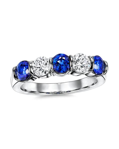 Blue Sapphire And Diamond 5 Stone Band Turgeon Raine