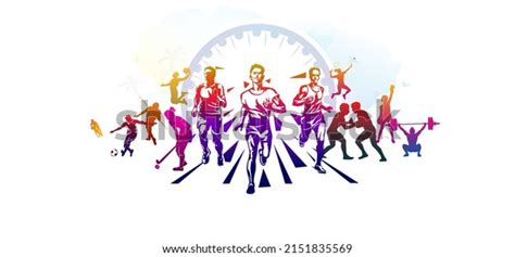 Abstract Vector Illustration Sports Athletics Players Stock Vector ...