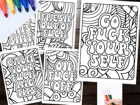 Swear Words Adult Coloring Pages Mature Content Funny And Relaxing Art Designs For Grown