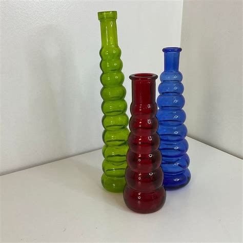 Vintage Mid Century Beehive Stacking Bubble Glass Vases Set Of 3 Bubble Glass Glass Vase