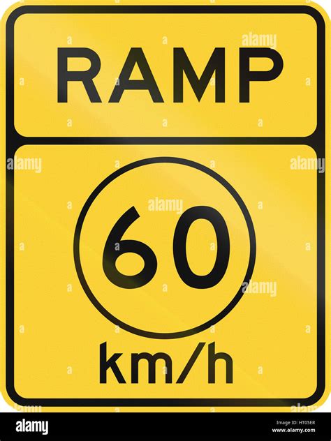 United States Mutcd Road Sign Ramp With Advisory Speed Limit Stock