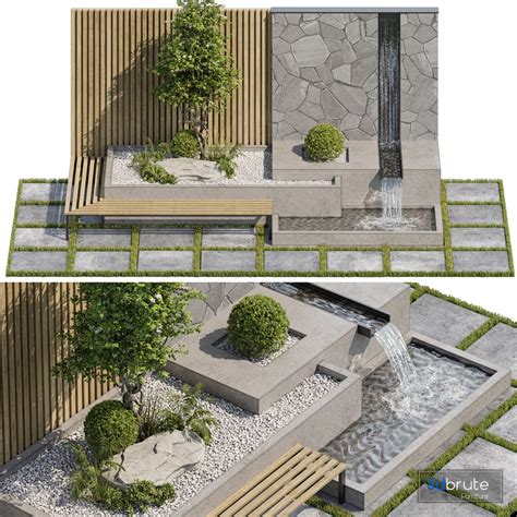 Landscape Furniture With Fountain Architect Element 07 3d Model Buy