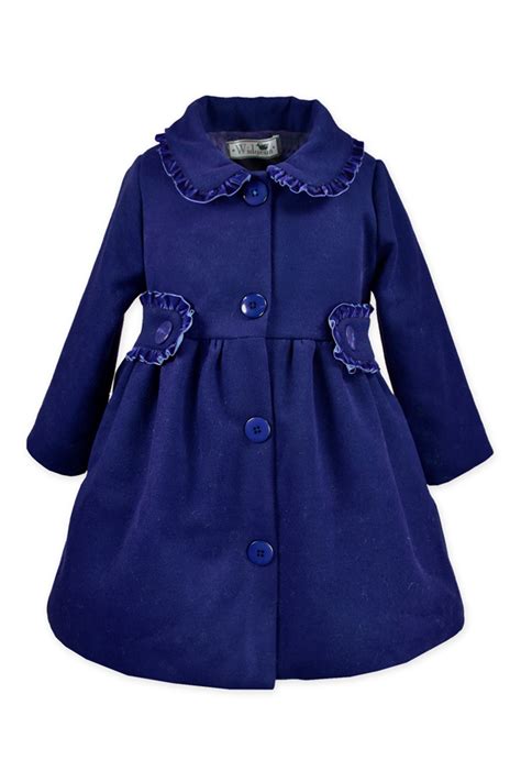 Ruffle Trim Coat Navy Faux Fur Lined Coat Coat Womens Dress Coats