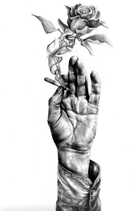 Hand Holding Cigarette Drawing