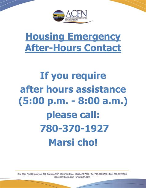 Housing Emergency After Hours Contact