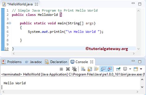 Java Program to Print Hello World