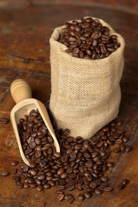 Jute Bag Full Of Coffee Beans Stock Image Image Of Burlap Cafeteria