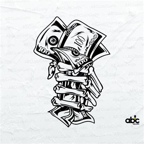 Skeleton Holding 100 Dollar Bills Svg File Cash Svg Money Svg Rich Rap