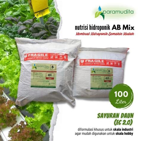 Jual Nutrisi Hidroponik Ab Mix Sayur Daun Liter Paramudita