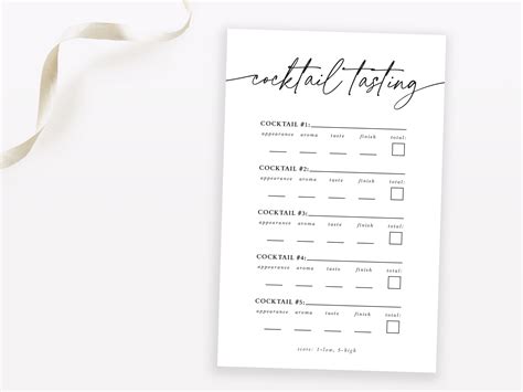 Cocktail Tasting Score Card Cocktail Tasting Party Printable Sheet