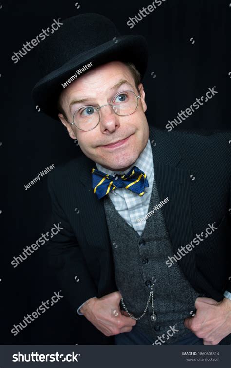 Portrait On Man Dark Suit Bowler Stock Photo Shutterstock