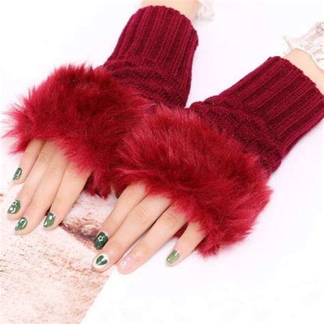 Winter Faux Rabbit Fur Gloves For Women Zara Pk