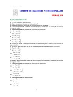 SISTEMAS DE ECUACIONES Y DE DESIGUALDADES UNIDAD Sistemas De