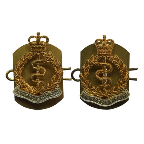 Pair Of Royal Army Medical Corps R A M C Collar Badges Queen S Crown