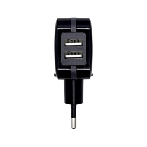 A110 0440 Cargador USB 17W 5V 3 4A 2xUSB Con Control AI Negro AISENS