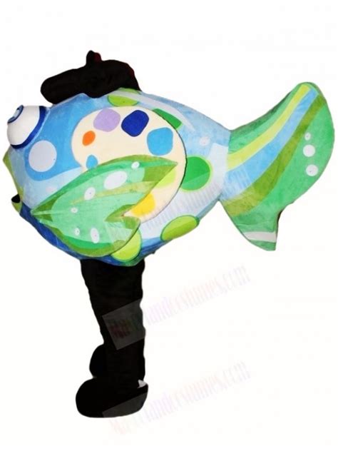 Cute Blue And Green Clown Fish Mascot Costumes Aquatic Ocean Aquarium