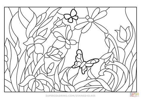 Flower Garden Stained Glass Coloring Page Free Printable Coloring Pages