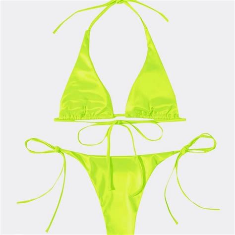 Soly Hux Swim Halter Top Two Piece Swimsuit Tie Side Triangle Bikini Poshmark