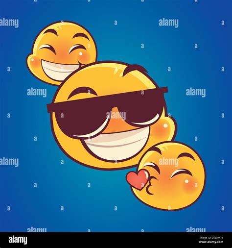 emoji faces expression reaction social media kiss happy and sunglasses ...