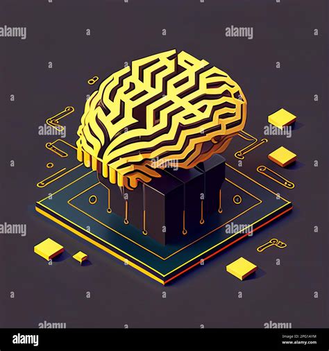 Illuminazione Isometrica Del Cervello Umano Robotico Con I Circuiti
