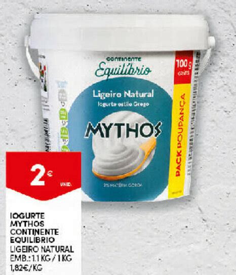 Promo O Iogurte Mythos Continente Equilibrio Ligeiro Natural Em Continente