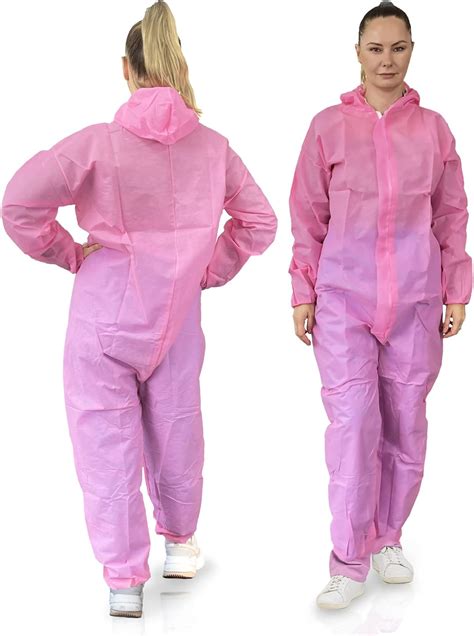 Ezgoodz Pink Lab Coveralls Disposable Large Pack Of Disposable