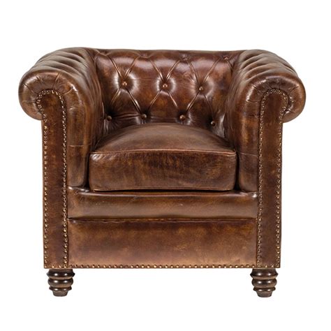 Fauteuil Chesterfield En Cuir Marron Maison Et Styles