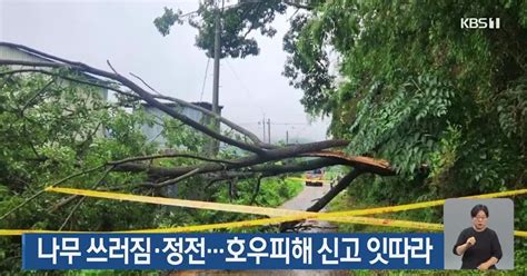 나무 쓰러짐·정전광주·전남 호우피해 신고 잇따라